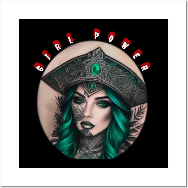 Girl power pirate with emerald eyes Wall Art by sailorsam1805